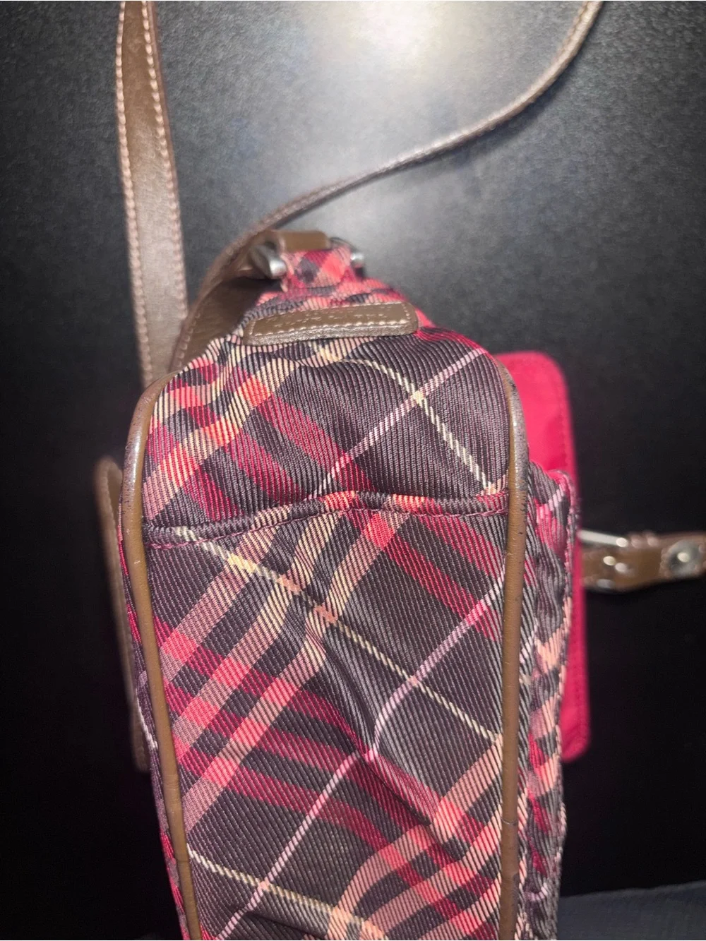 Burberry Maroon Nova Check Camera Bag Crossbody Great Condition